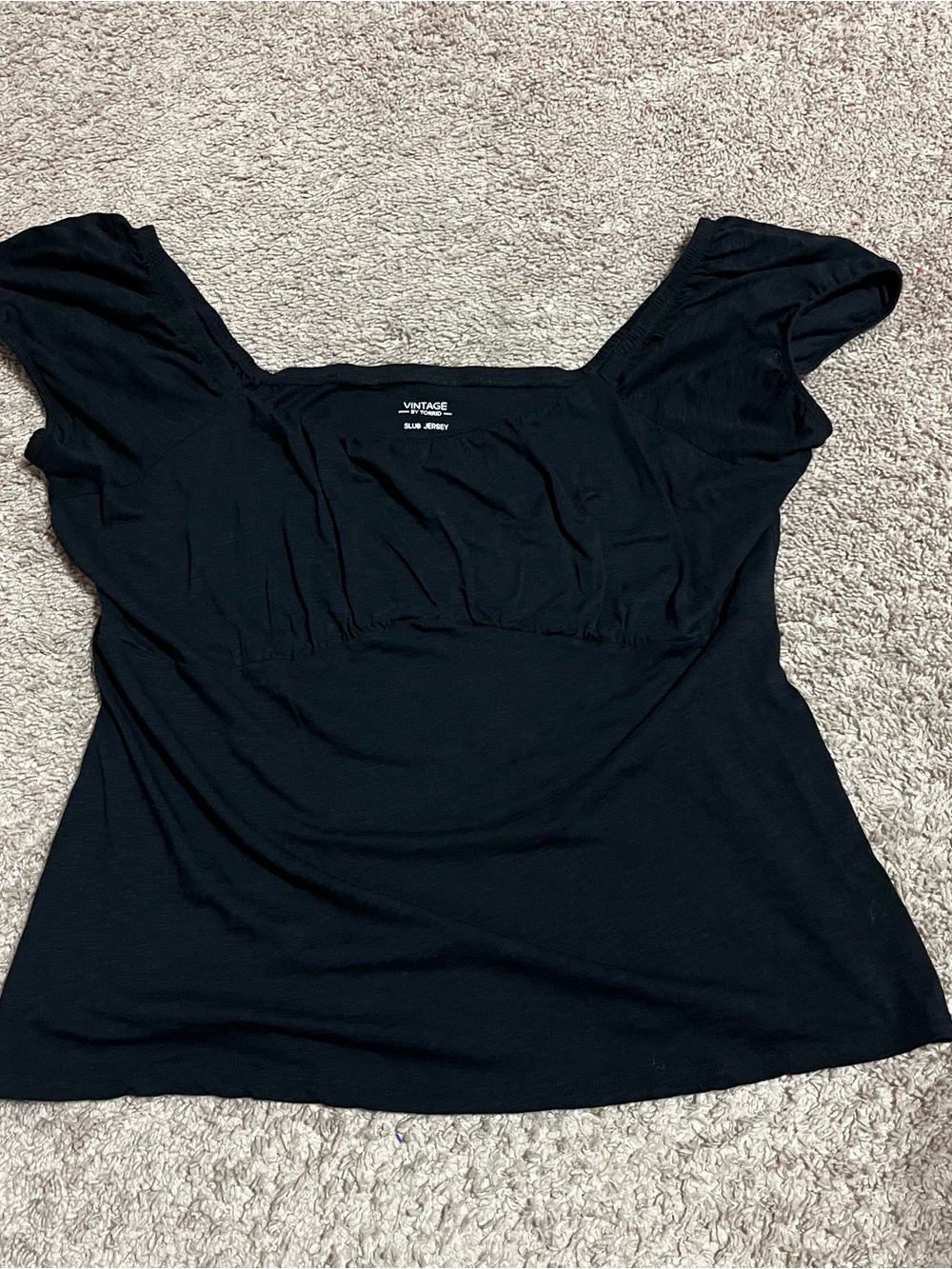 Vintage By Torrid Slub Jersey Black Bubble Sleeve Top Size 3